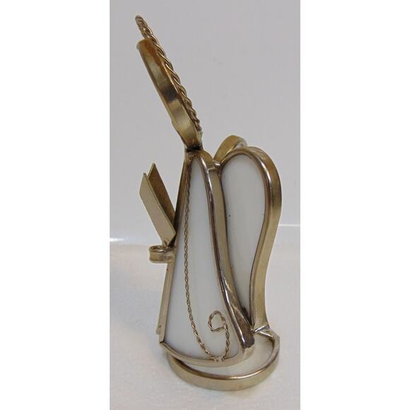 Stained Glass Angel Choir Robe Wings 6" Paperweight White Gold tone Hymnal VTG - Picture 7 of 9